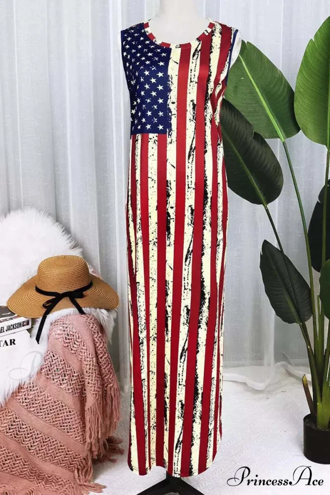 American Flag Star Trendy Striped Sleeveless Mini Dress - Image 2