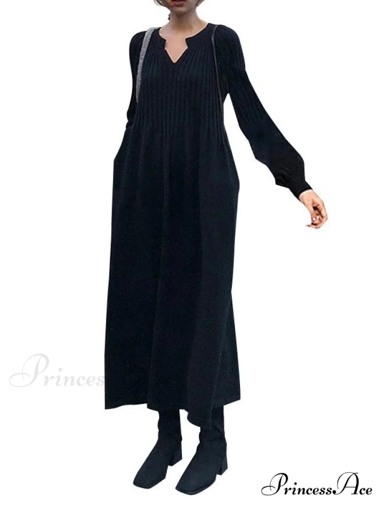 Casual Long Sleeves Solid Modern Color High-Neck Mini Dresses - Image 13