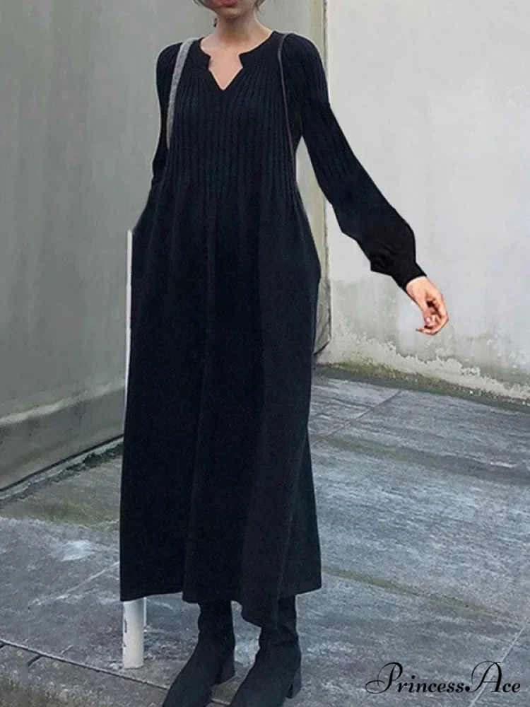 Casual Long Sleeves Solid Modern Color High-Neck Mini Dresses - Image 2