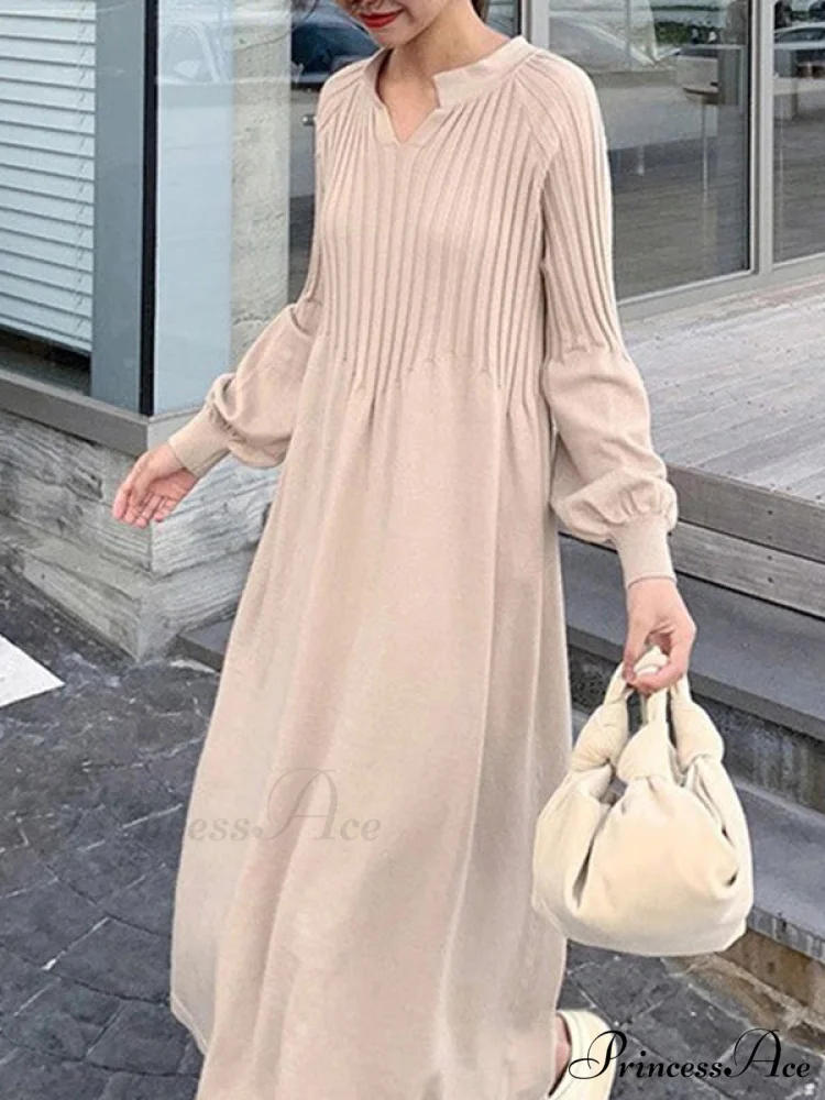 Casual Long Sleeves Solid Modern Color High-Neck Mini Dresses - Image 3