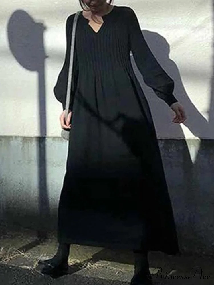 Casual Long Sleeves Solid Modern Color High-Neck Mini Dresses - Image 4