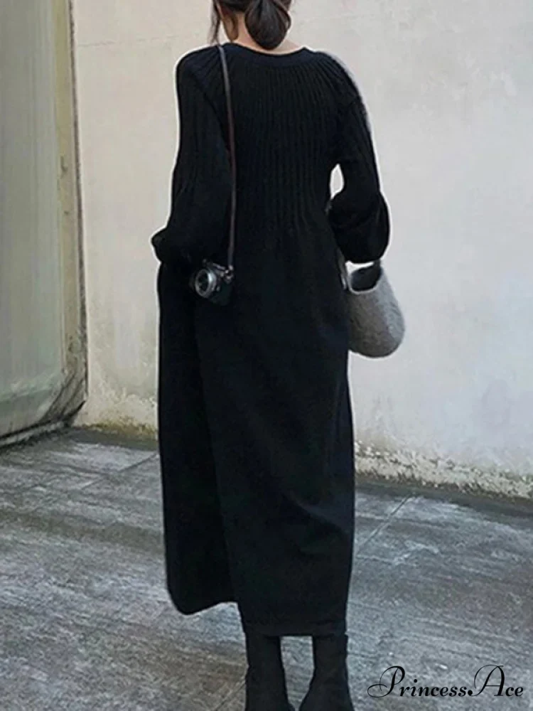 Casual Long Sleeves Solid Modern Color High-Neck Mini Dresses - Image 5