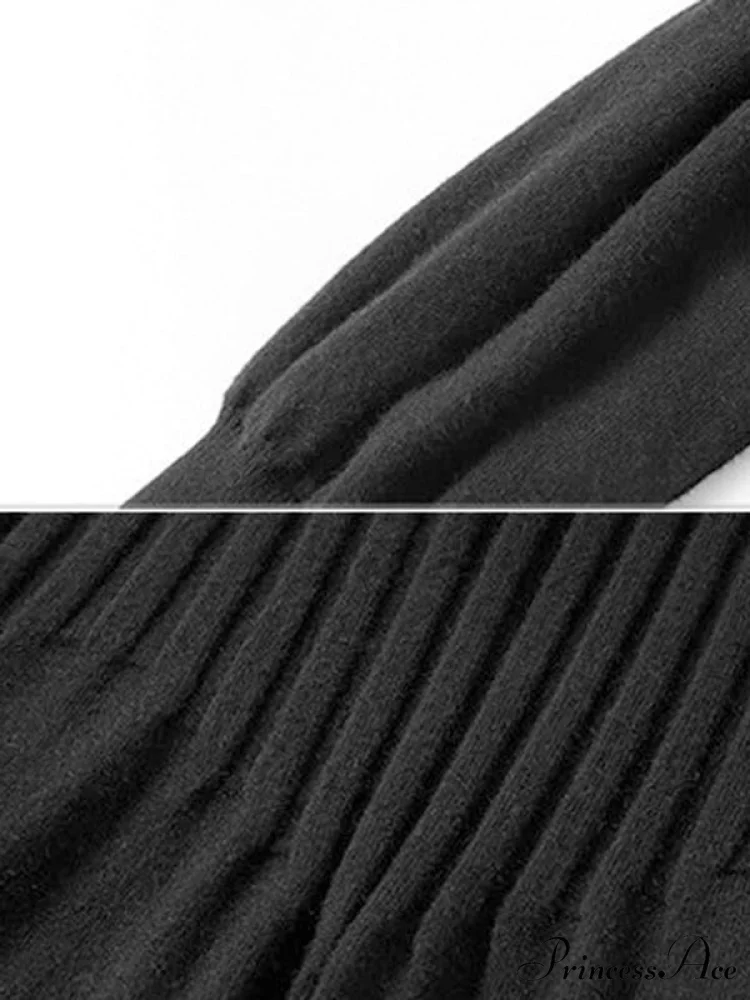 Casual Long Sleeves Solid Modern Color High-Neck Mini Dresses - Image 9
