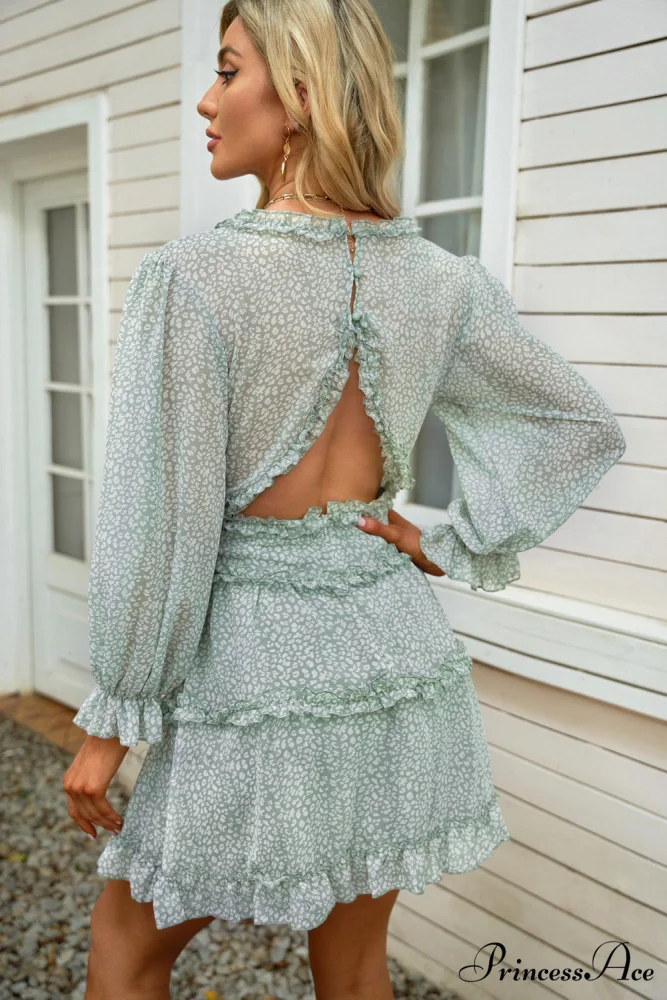 Causal Loose Solid Color Pleated Classic V-Neck Long Puff Sleeves Sweater Dress - Image 19