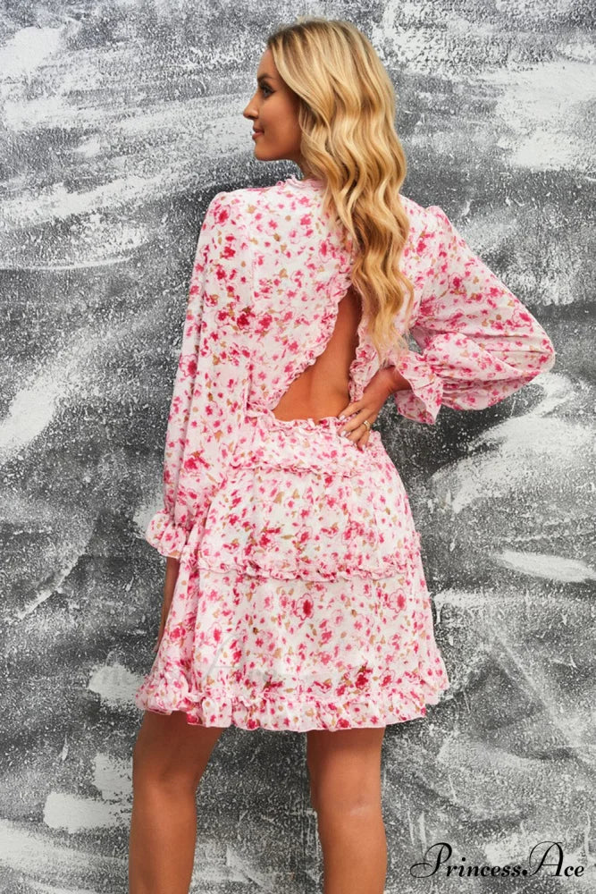 Causal Loose Solid Color Pleated Classic V-Neck Long Puff Sleeves Sweater Dress - Image 5