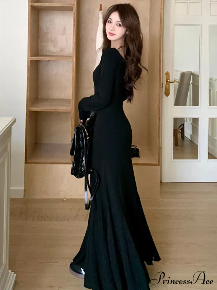 Elegant Formal Solid Slit Asymmetrical Classic Oblique Collar Evening Dress Dresses - Image 6