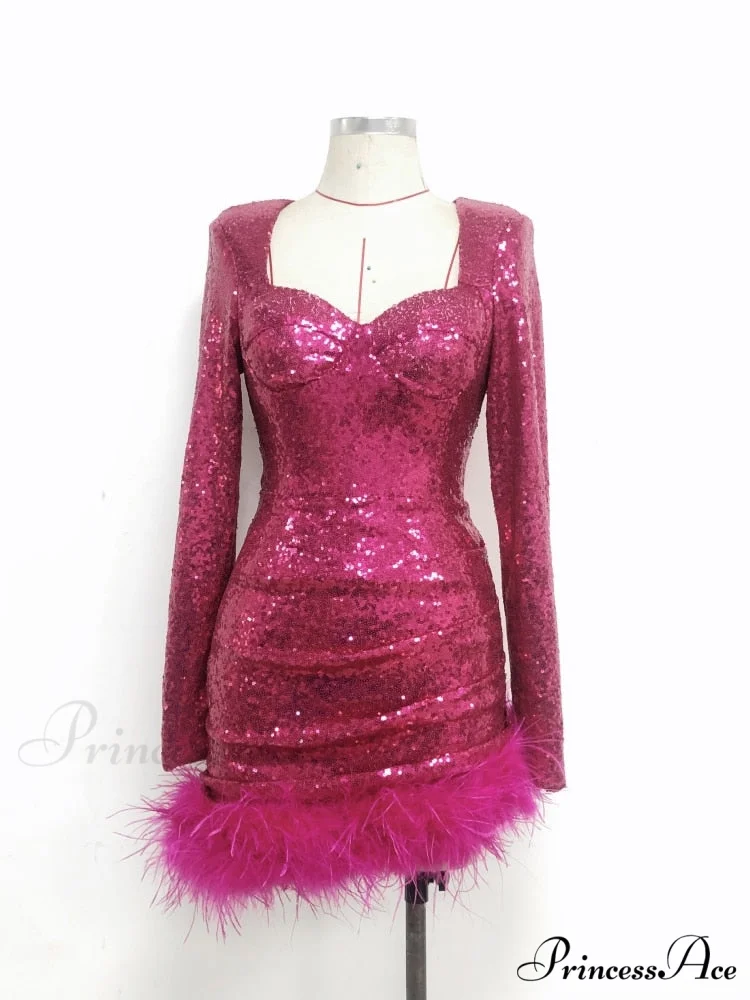 Sexy Luxury Sequins Trendy One Shoulder Mini Dress - Image 5