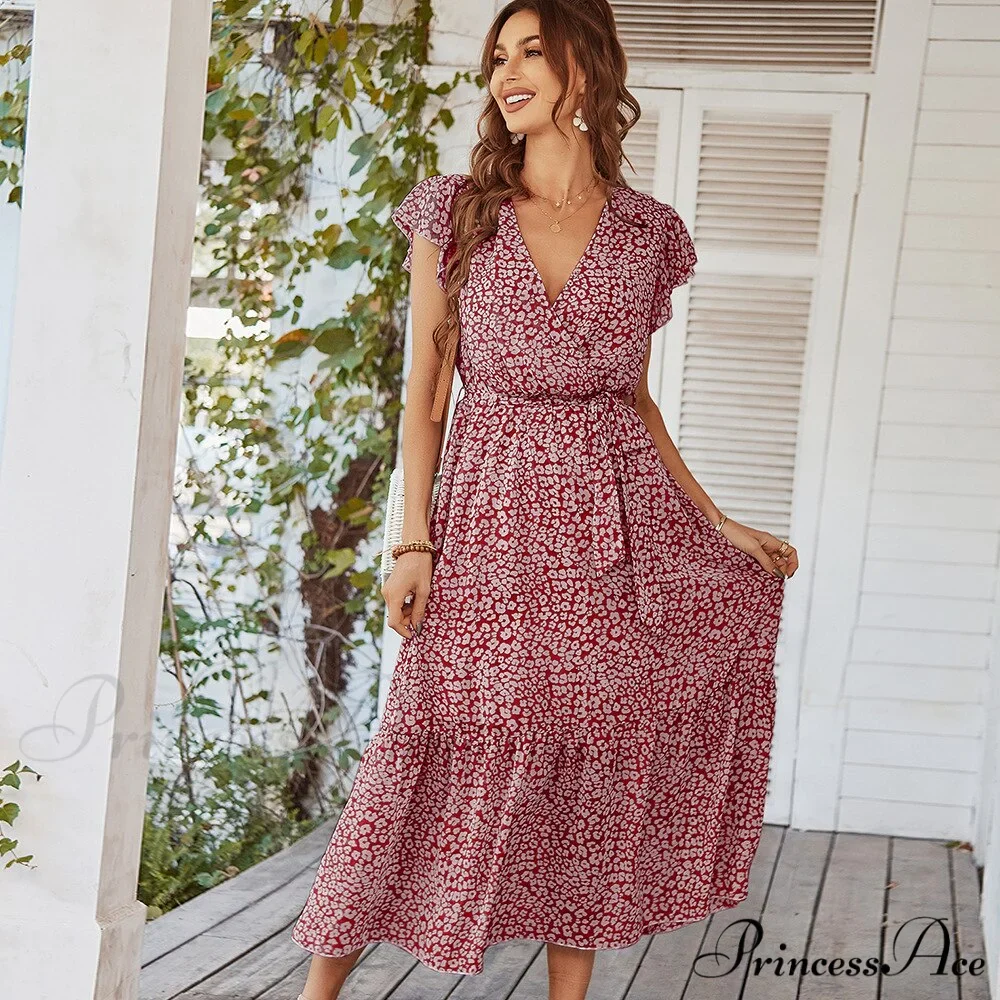Pink Boho Resort Trendy Ladies Maxi Dress - Image 5