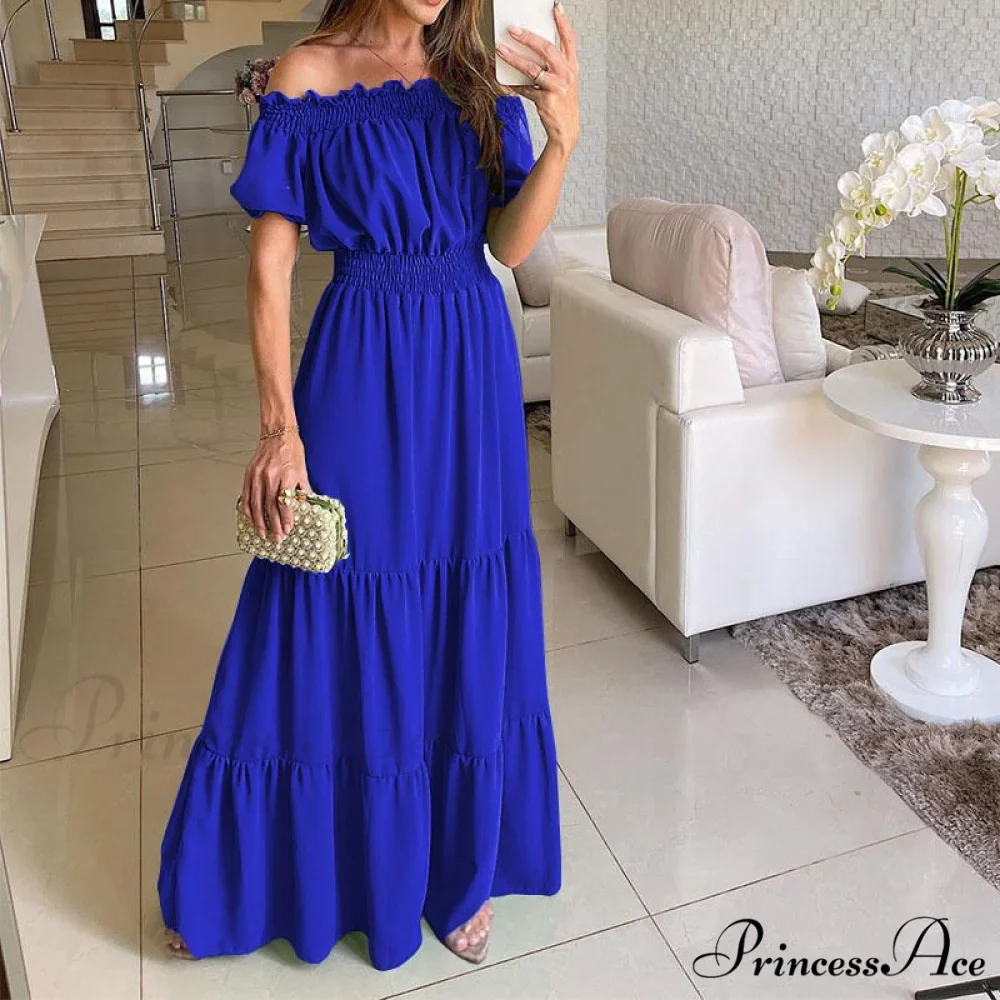Casual Elegant Ruffle Halter Sleeveless Classic Female Party Outfits Beach Maxi Dress - Image 13