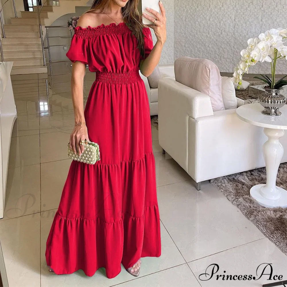 Casual Elegant Ruffle Halter Sleeveless Classic Female Party Outfits Beach Maxi Dress - Image 15