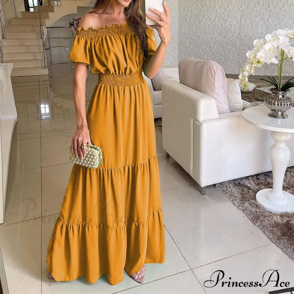 Casual Elegant Ruffle Halter Sleeveless Classic Female Party Outfits Beach Maxi Dress - Image 17