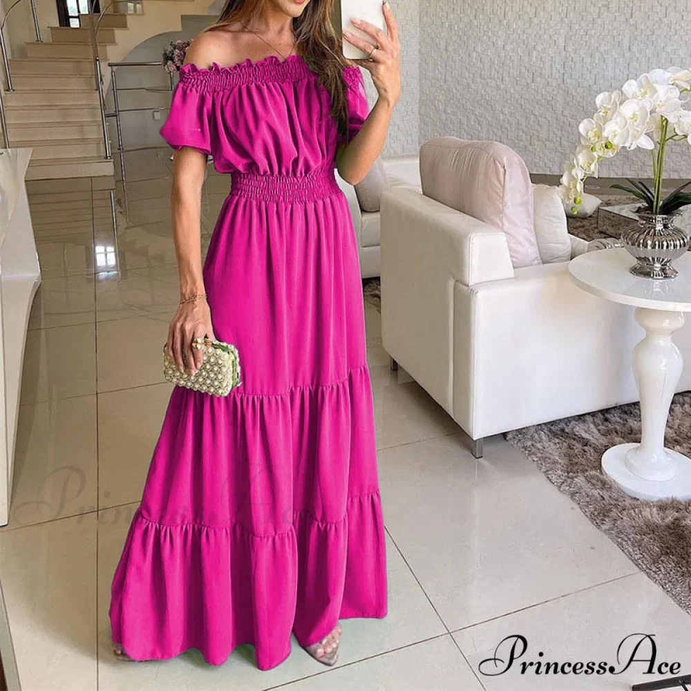 Casual Elegant Ruffle Halter Sleeveless Classic Female Party Outfits Beach Maxi Dress - Image 18