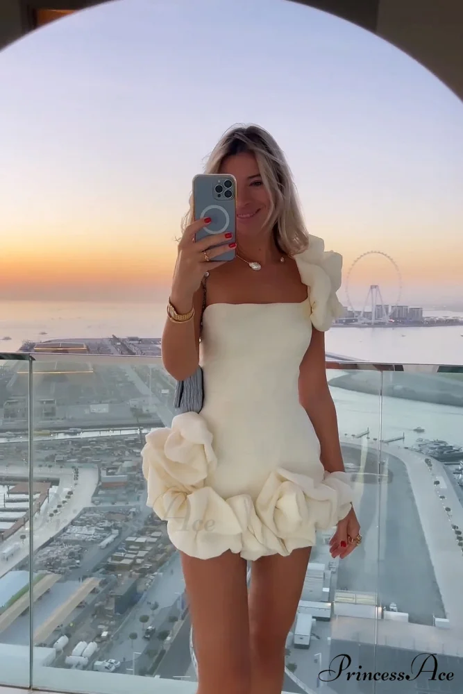 One-Shoulder Tube Top Trendy Hip Mini Short Dress - Image 3