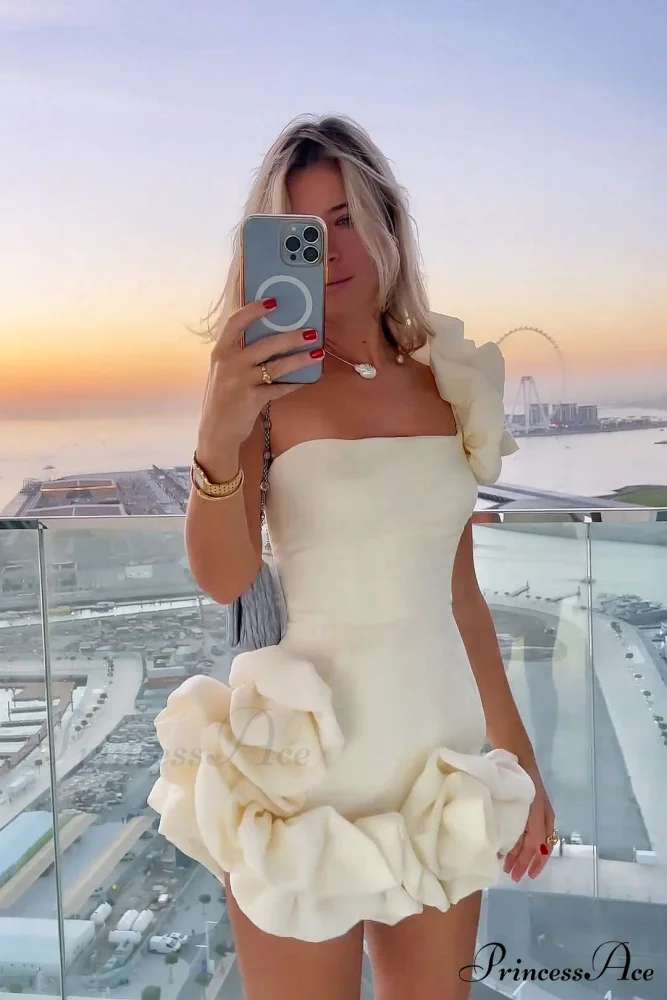 One-Shoulder Tube Top Trendy Hip Mini Short Dress - Image 4