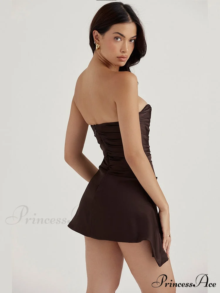 Mini Silk Satin Birthday Modern Holiday Night Date Party Dress - Image 2