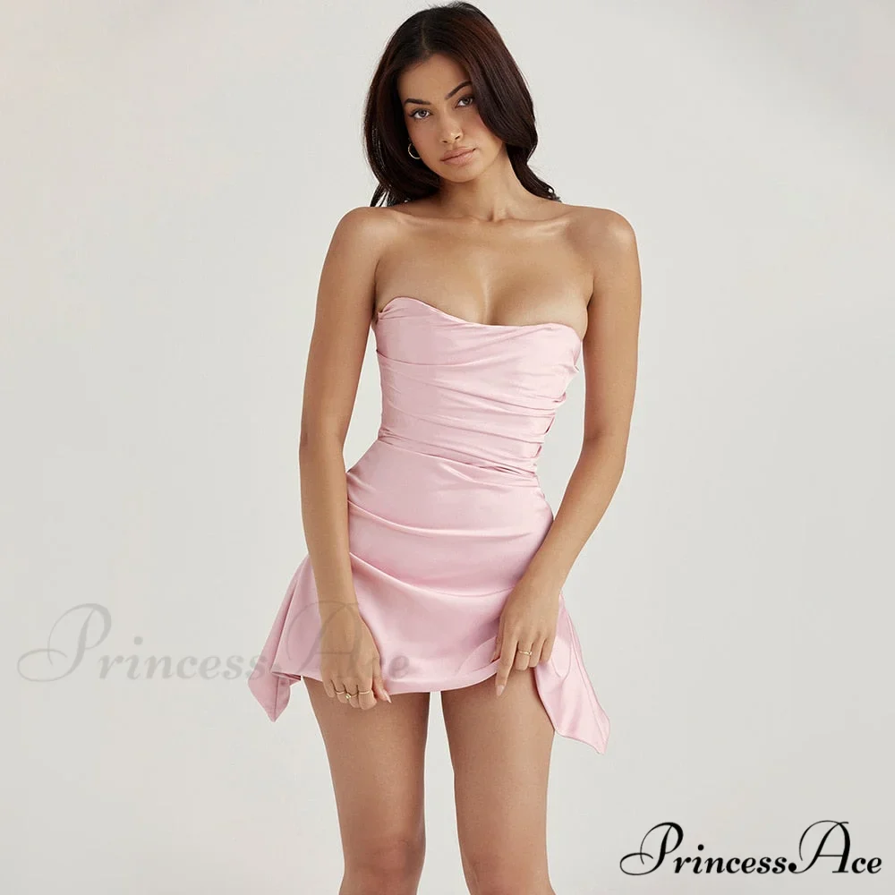 Mini Silk Satin Birthday Modern Holiday Night Date Party Dress - Image 5