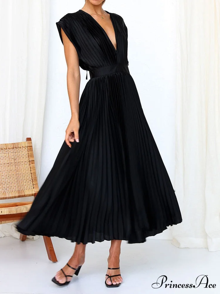 Female Loose Zipper Trendy Pleated Party Dress - Image 3