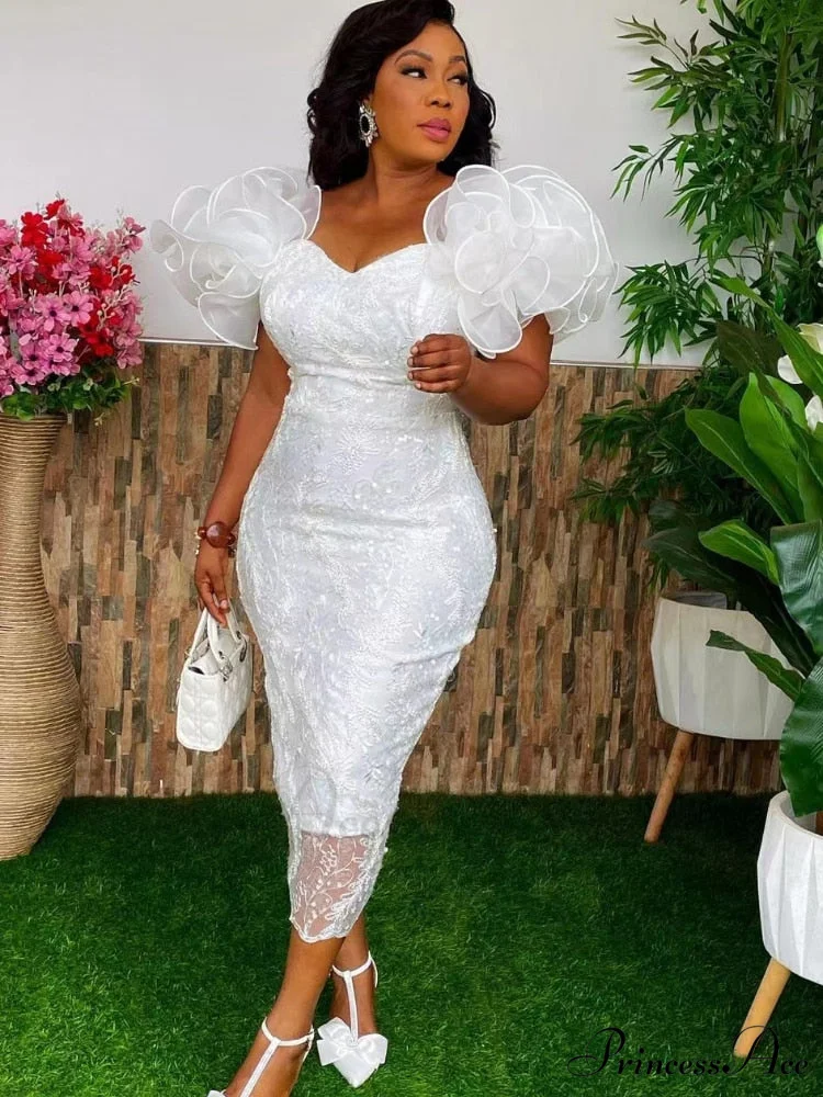 Bodycon off-the-shoulder Graceful patchwork ruffle-sleeve dress - Image 2