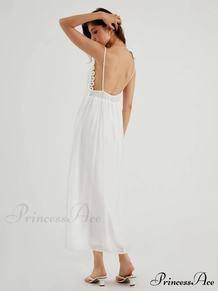 Aegean Guipure Lace Trendy Open Back Long Dress - Image 2
