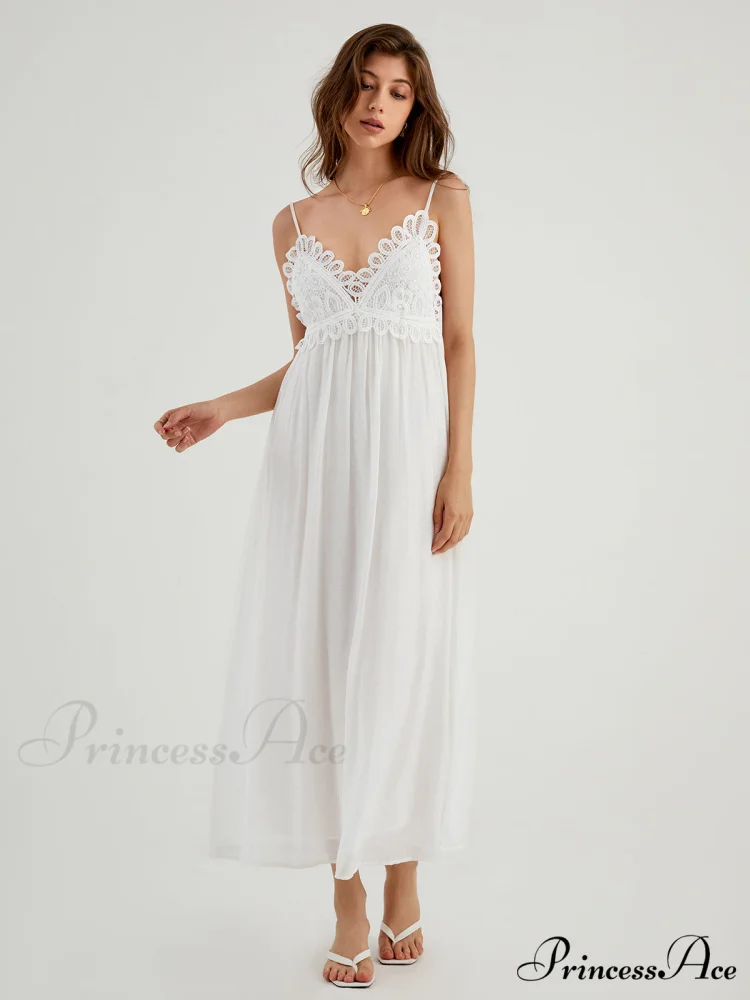 Aegean Guipure Lace Trendy Open Back Long Dress - Image 3