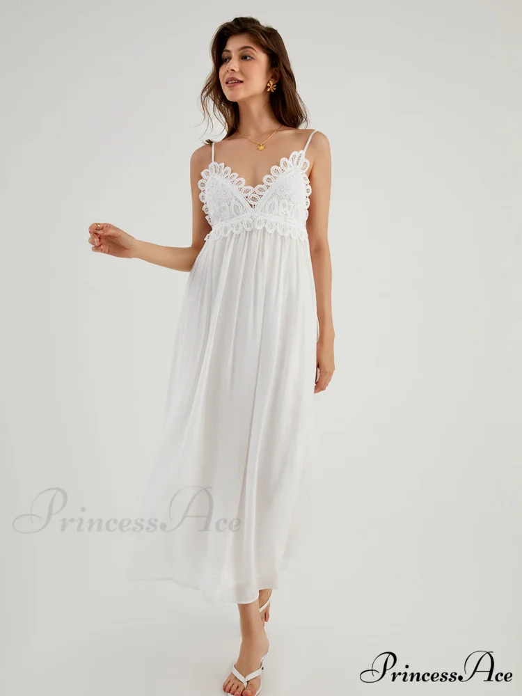 Aegean Guipure Lace Trendy Open Back Long Dress - Image 4