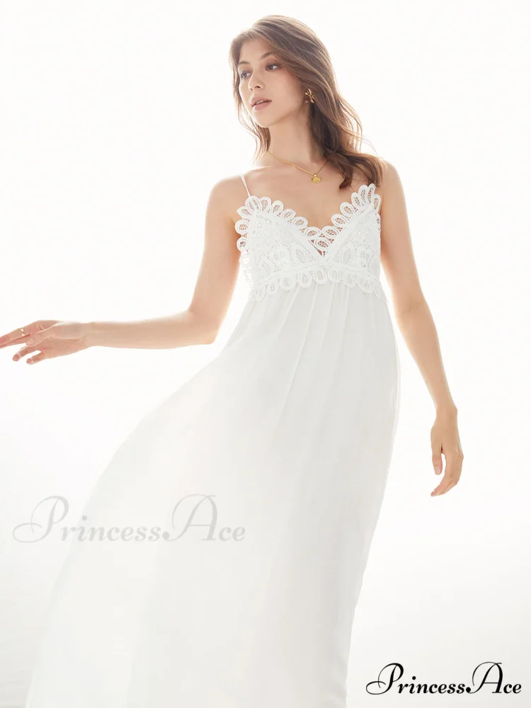 Aegean Guipure Lace Trendy Open Back Long Dress - Image 5