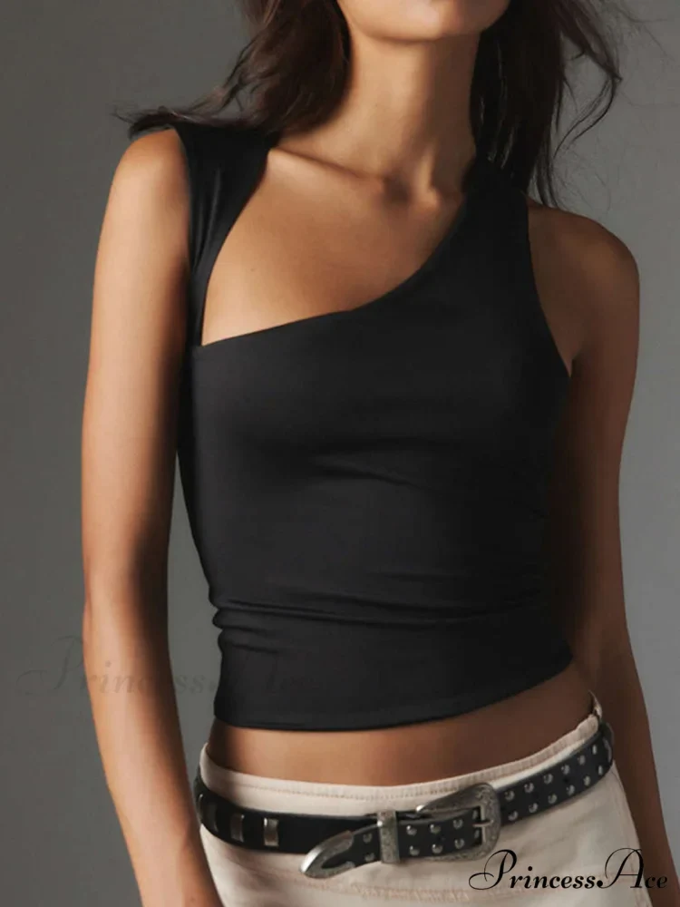 Asymmetric Neck Cut Trendy Out Tank Top - Image 7