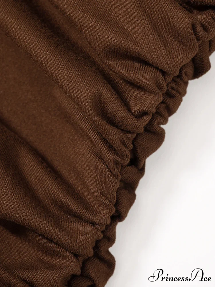 Asymmetric Neckline Ruched Trendy Long Sleeve Shirt - Image 5