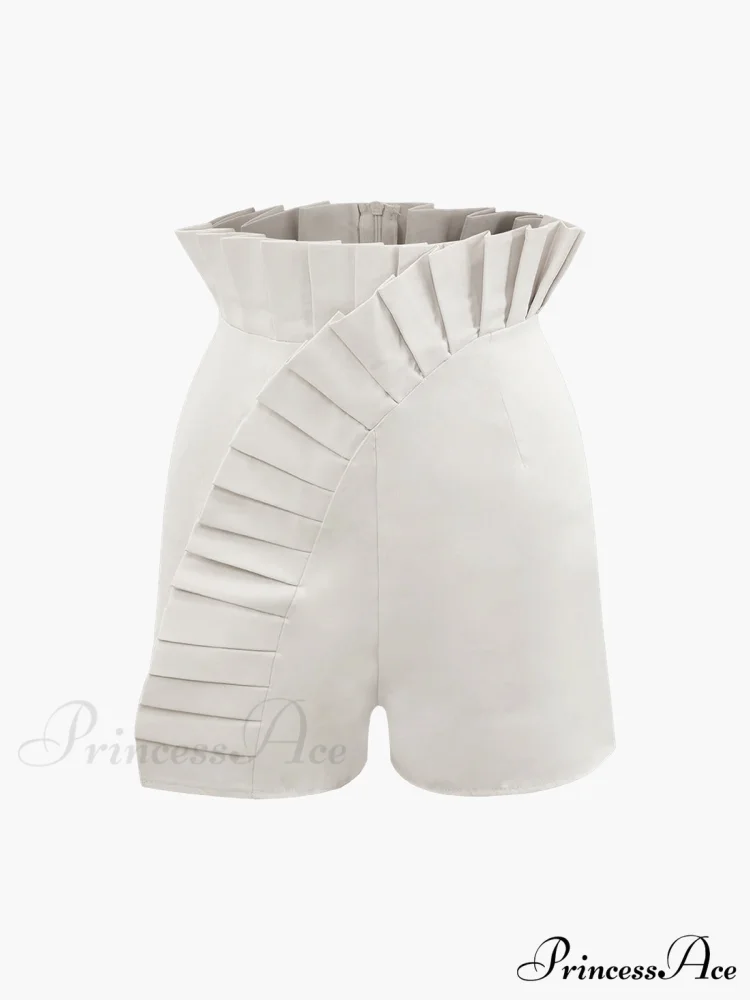 Asymmetric Pleated Graceful Zip Shorts - Image 2