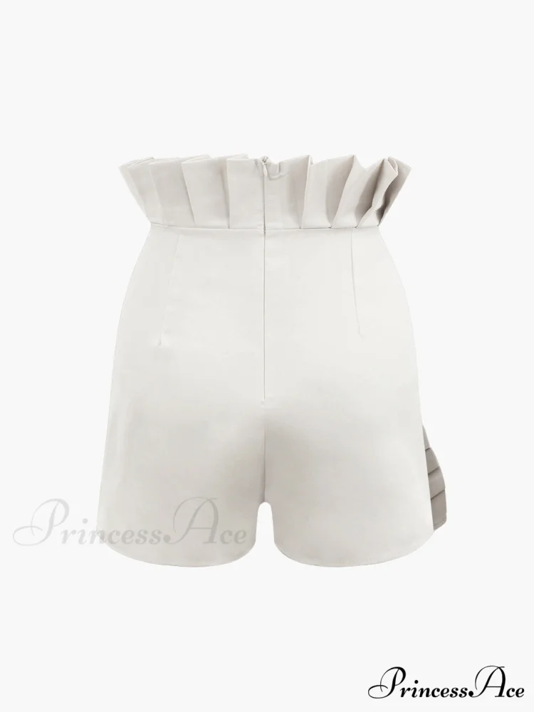 Asymmetric Pleated Graceful Zip Shorts - Image 3