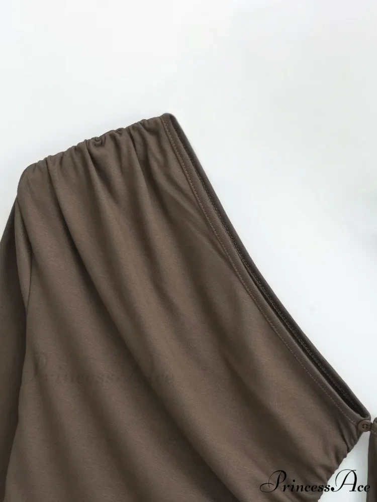 Asymmetric Sleeve Graceful Ruched Crop Shirt - Image 11