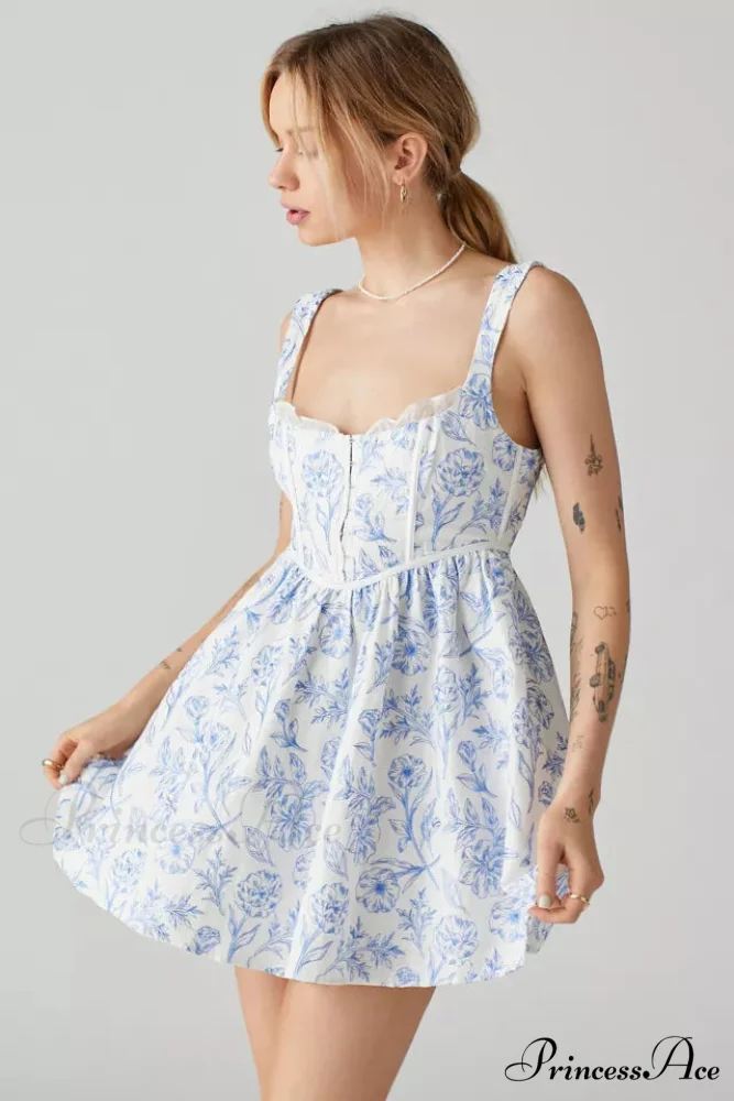 Maisie Linen Stylish Floral Mini Dress - Image 2