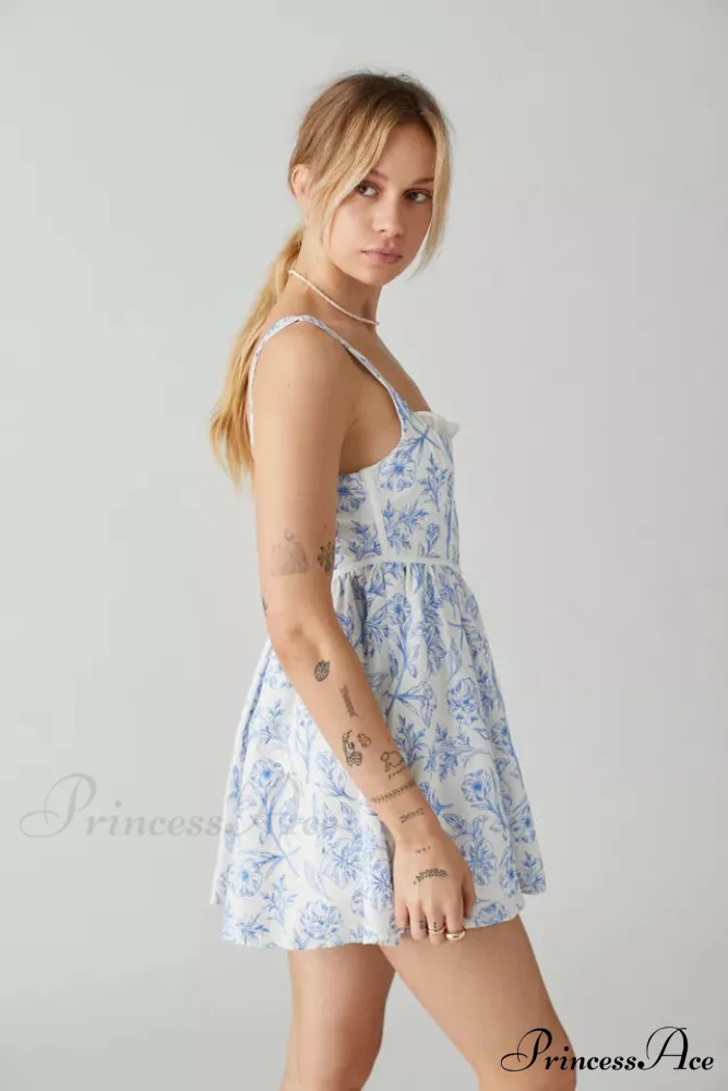 Maisie Linen Stylish Floral Mini Dress - Image 3