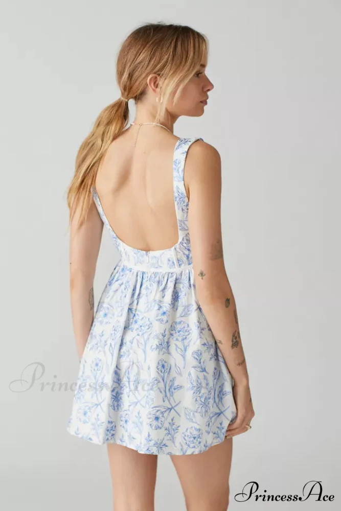 Maisie Linen Stylish Floral Mini Dress - Image 4