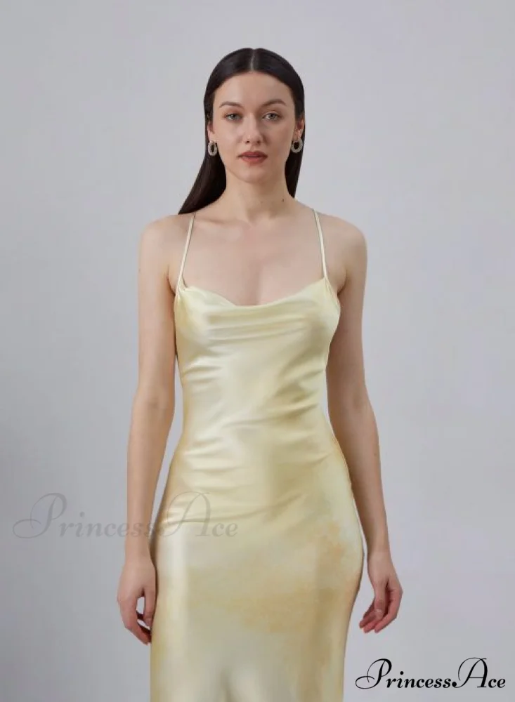 90s Forever Cowl Neck Graceful Maxi Silk Slip Dress - Image 2