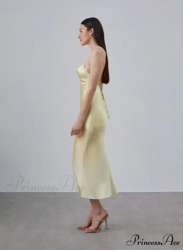 90s Forever Cowl Neck Graceful Maxi Silk Slip Dress - Image 4