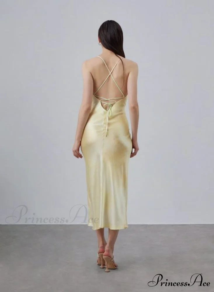 90s Forever Cowl Neck Graceful Maxi Silk Slip Dress - Image 5