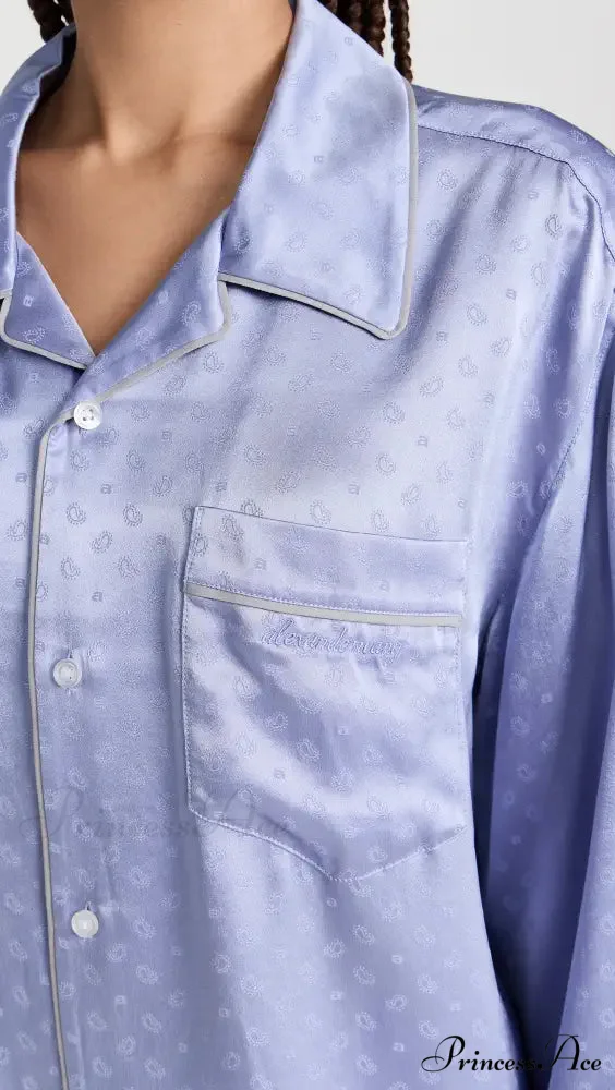 Pajama Boxer Shorts and Graceful Long Sleeve Shirt Set - Image 2