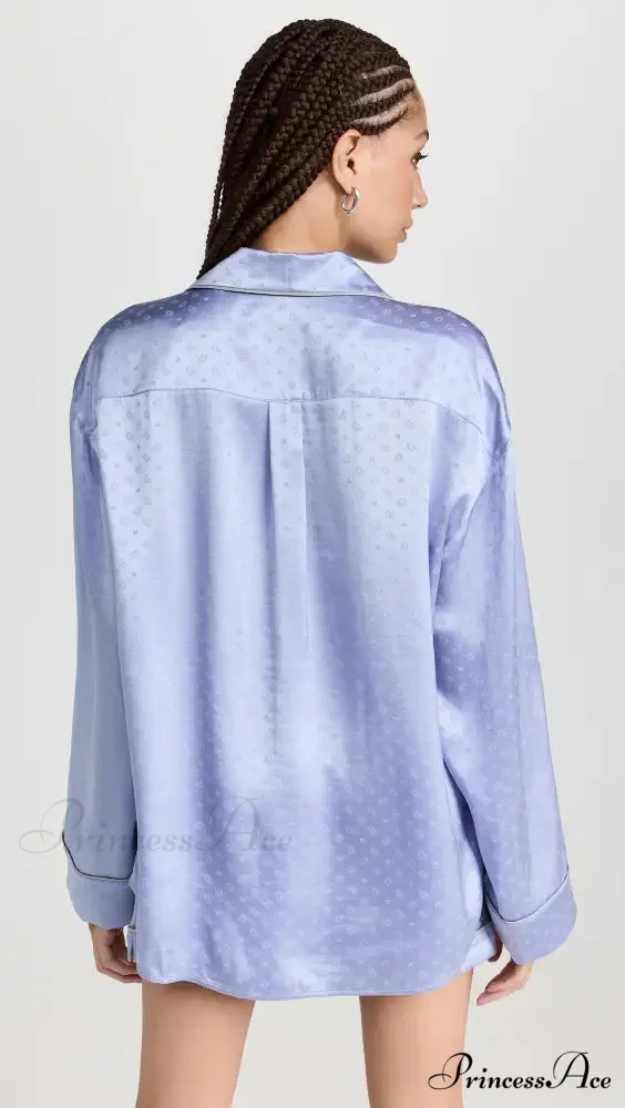 Pajama Boxer Shorts and Graceful Long Sleeve Shirt Set - Image 6