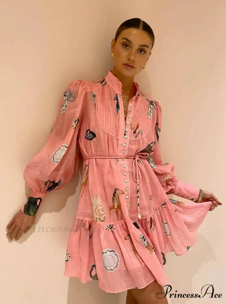 Alemais Cleo Smock Charming Mini Dress in Pink - Image 3