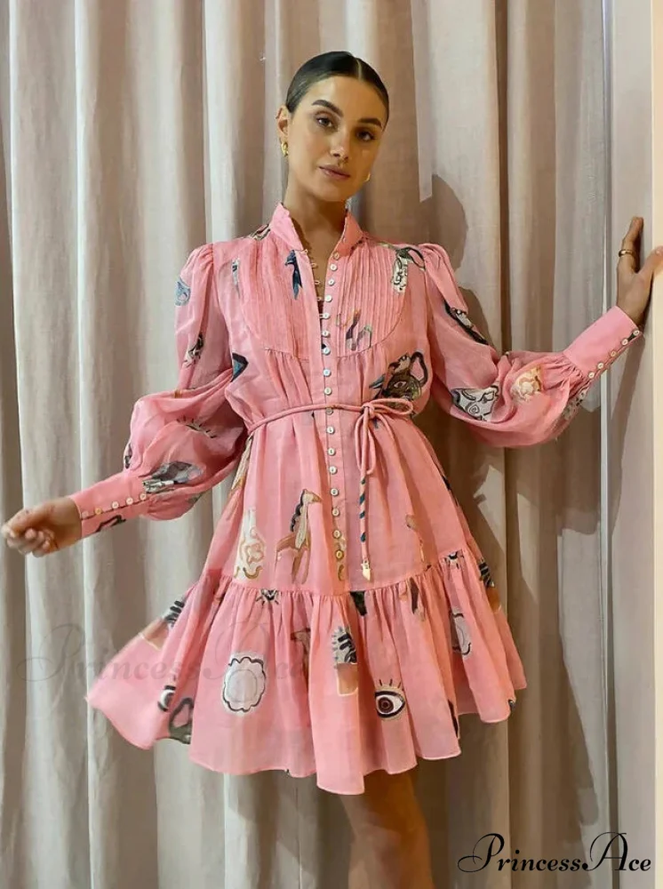 Alemais Cleo Smock Charming Mini Dress in Pink - Image 5