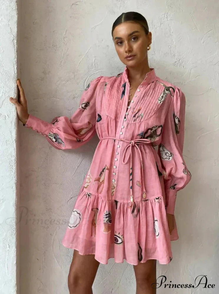 Alemais Cleo Smock Charming Mini Dress in Pink - Image 6
