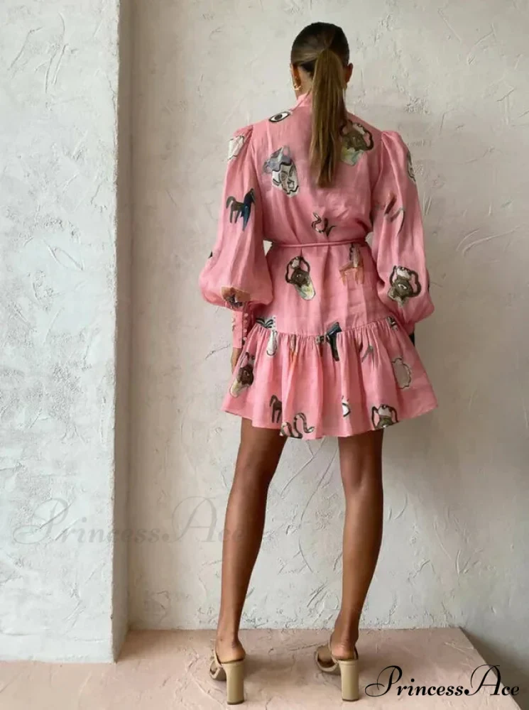 Alemais Cleo Smock Charming Mini Dress in Pink - Image 8