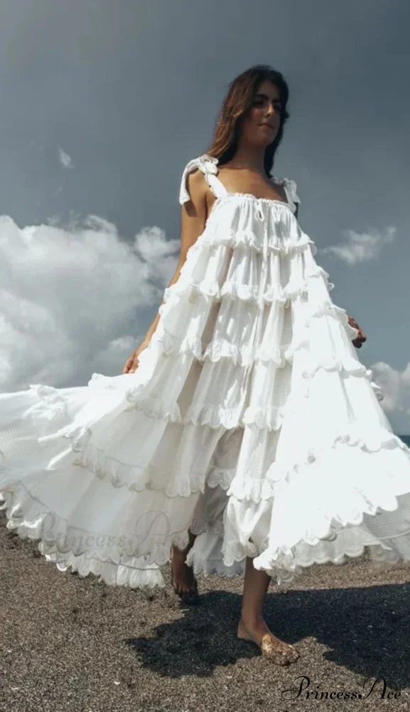 Milk Schiffli Stylish Frill Maxi Dress - Image 2