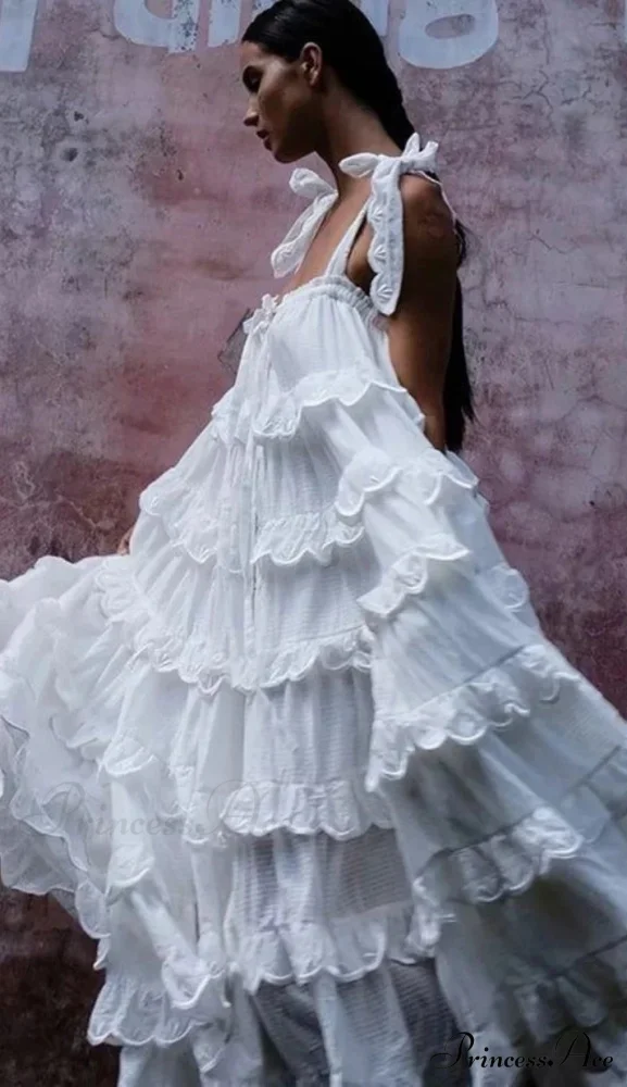 Milk Schiffli Stylish Frill Maxi Dress - Image 5