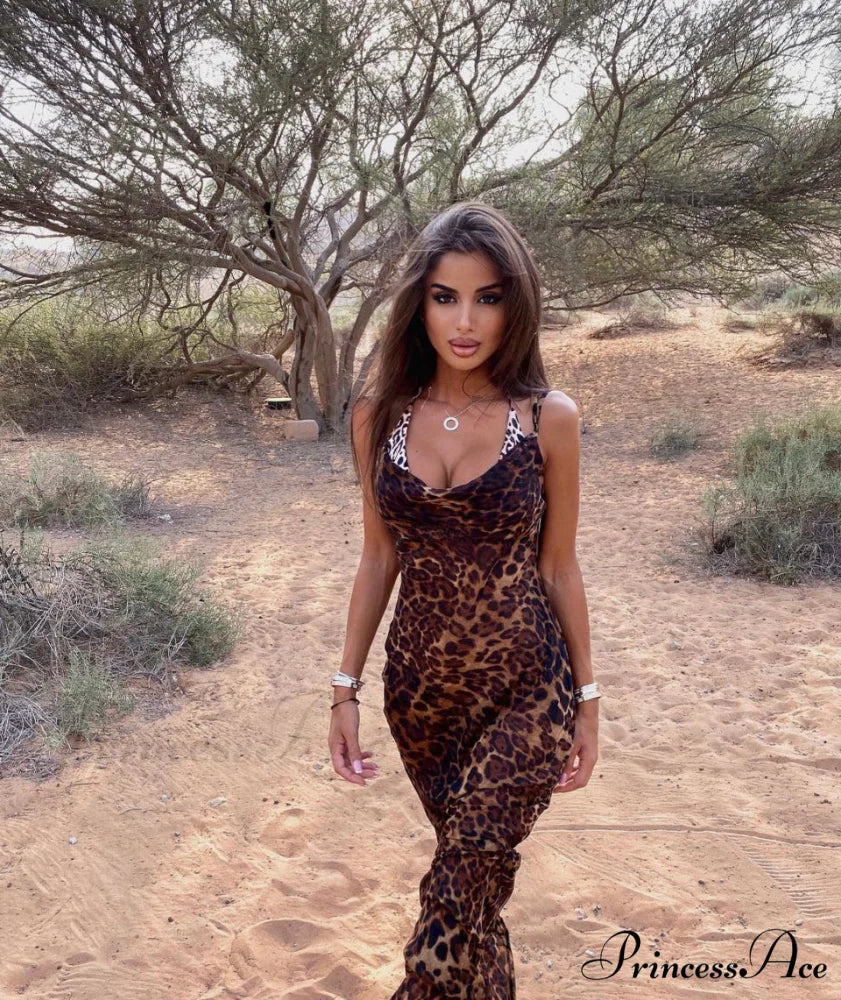 MARIA LEOPARD Stylish MAXI DRESS - Image 2