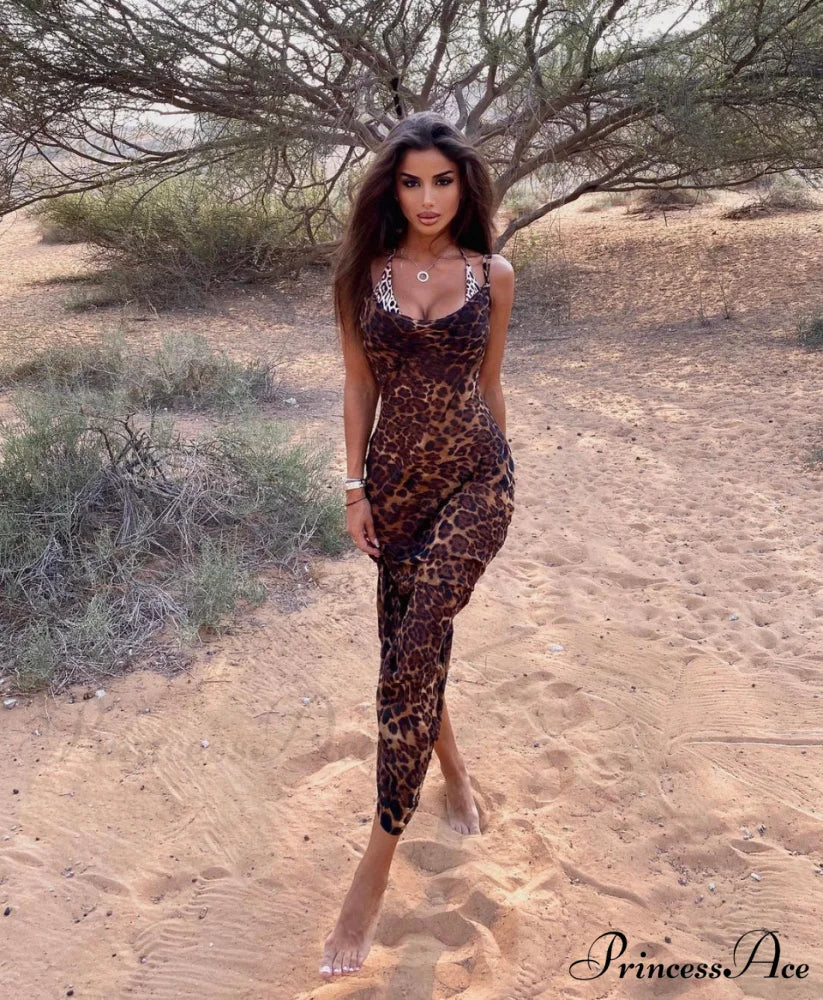 MARIA LEOPARD Stylish MAXI DRESS - Image 4