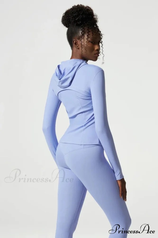 DOINA HOODED LONG Charming SLEEVE SPORTS TOP BLUE - Image 2
