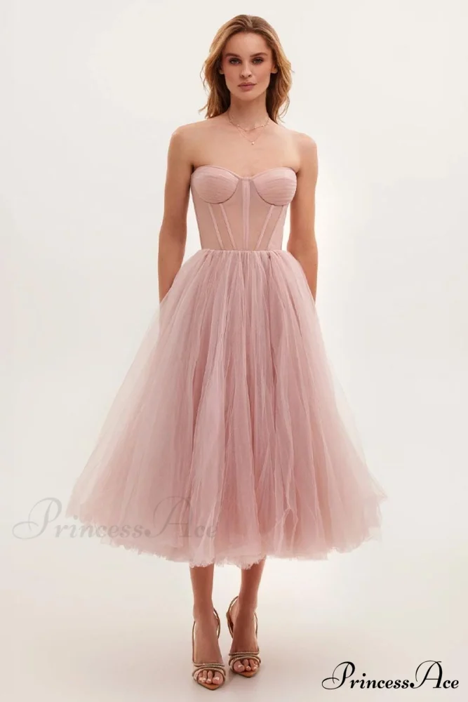 All For Love Trendy Strapless Tulle Midi Dress - Image 10