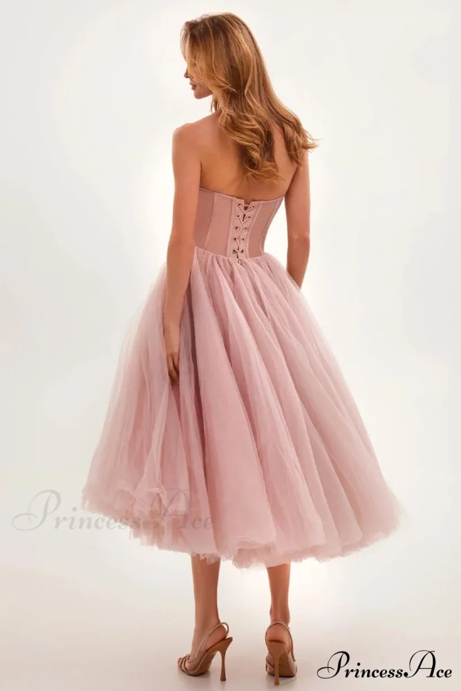 All For Love Trendy Strapless Tulle Midi Dress - Image 11